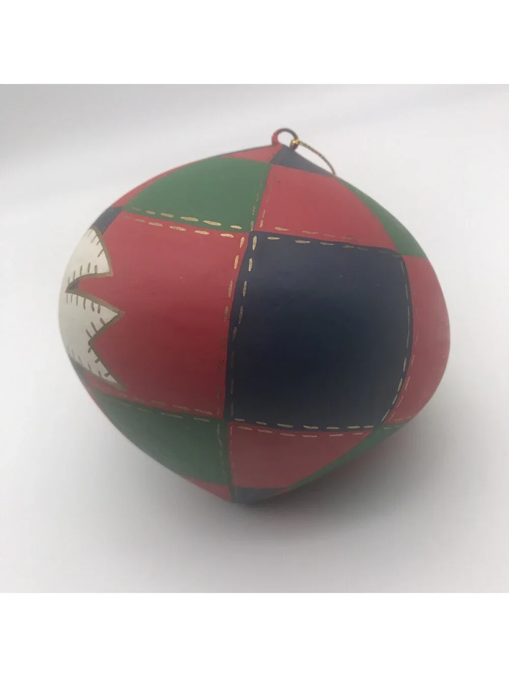 Vintage Hand Painted Top Christmas Ornament Patchwork Dove Resin Christmas 5”